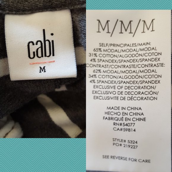 Cabi Gray Striped Modal Blend Pullover Windward Hoodie - Picture 3 of 3